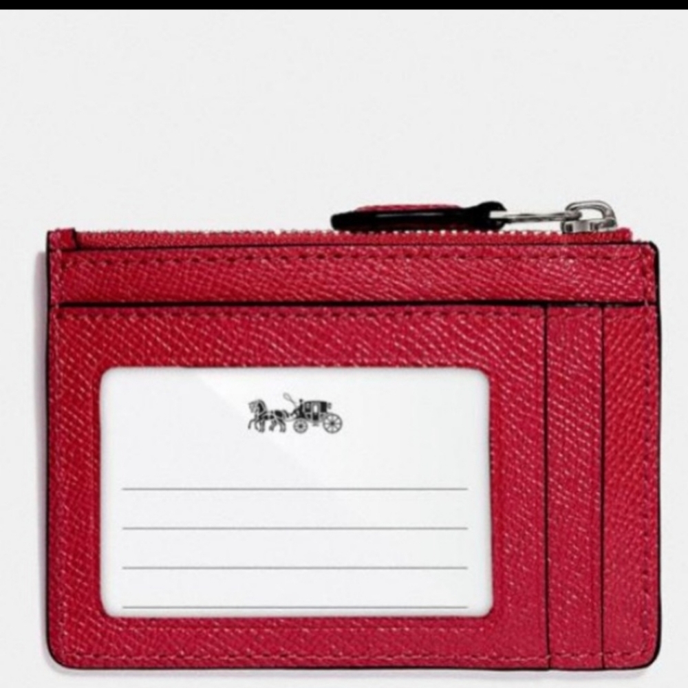Coach F12186 Leather Mini Skinny ID Case Red NWT - Picture 4 of 8